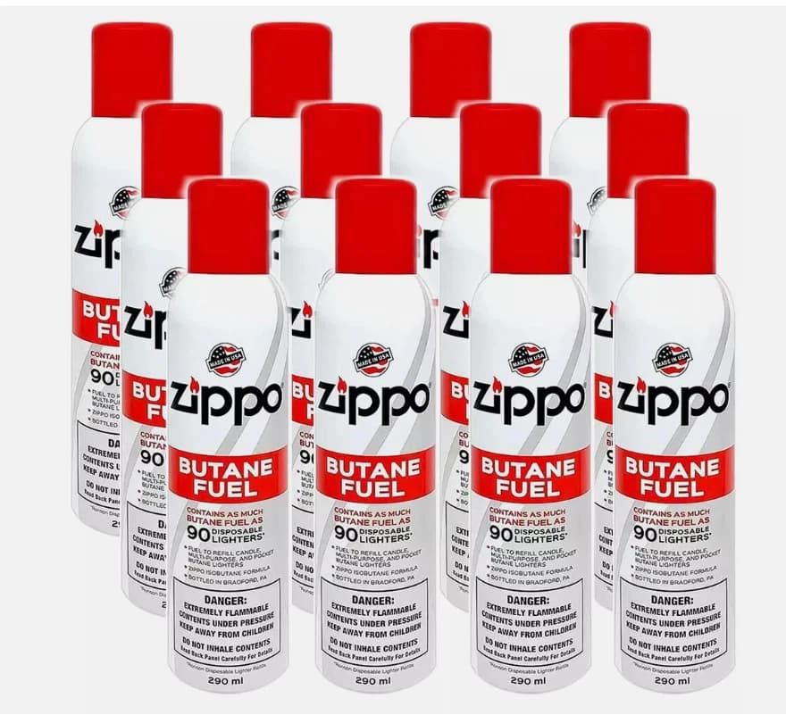 Zippo Butane Fuel 5.82oz Refill for Lighters 290 ml (12 Pack)